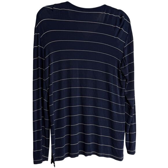 Chico's Travelers Top Women Medium Striped Long Sleeve Vacation Nautical Preppy - Picture 2 of 14